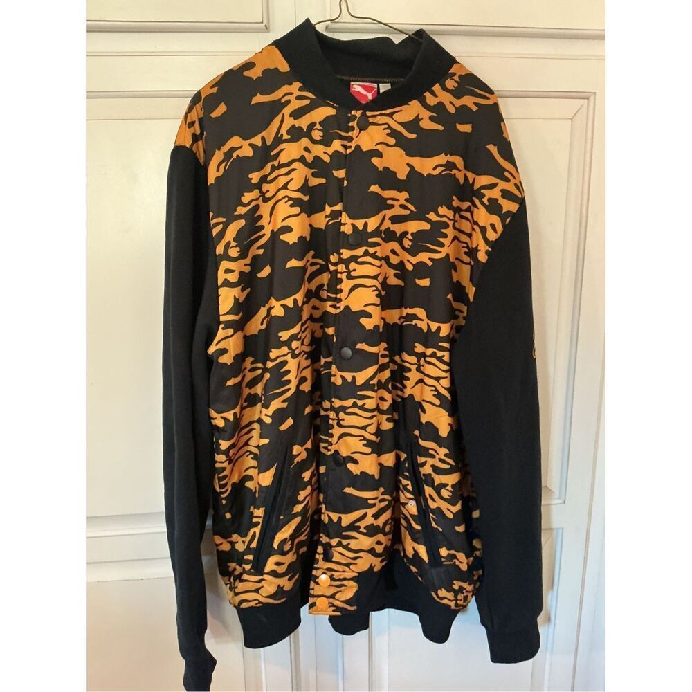 Puma Satin Camo Sz 2X Jacket Snap Closure Track Streetwear